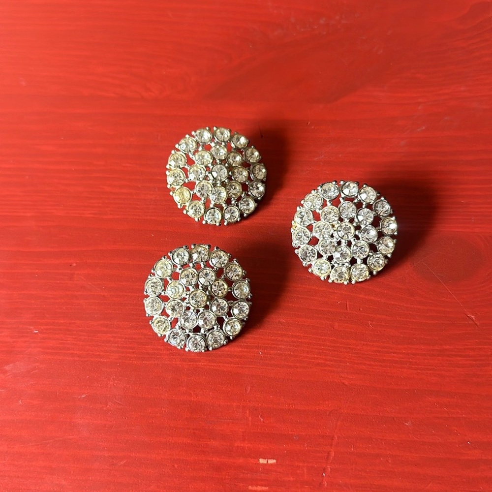 Vintage Rhinestone Buttons, Set of 3